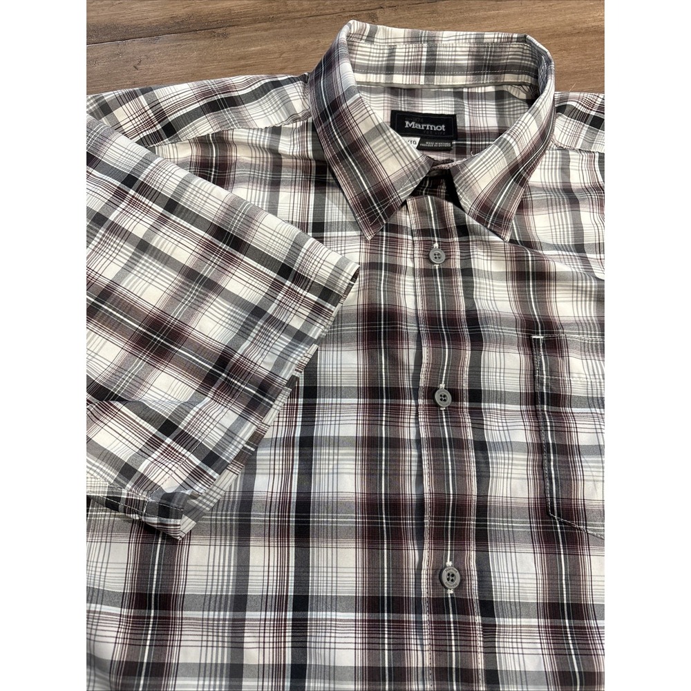Marmot Men's XL /TG Plaid Outdoor Hiking Short Sleeve Button Up Shirt